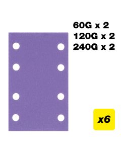 AB/133/M6 - 80 x 133mm 60G/120G/240G Sanding Pad, 6 Pack