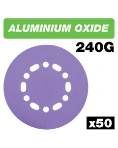 AB/150/240A/B - Aluminium Oxide Random Orbital Sanding Disc 240 Grit 150mm 50pc
