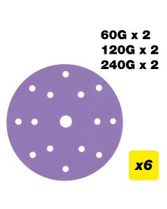 AB/150/M6 - 150mm 60G/120G/240G Random Orbital Sanding Disc, 6 Pack