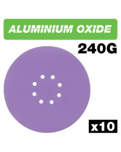 AB/225/240A - Aluminium Oxide Random Orbital Sanding Disc 240 Grit 225mm 10pc