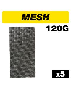 AB/HLF/120M - Mesh 1/2 Sanding Sheet 5pc 115mm x 230mm 120 grit