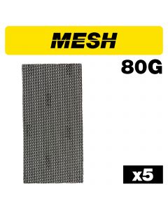 AB/HLF/80M - Mesh 1/2 Sanding Sheet 5pc 115mm x 230mm 80 grit
