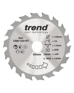 CSB/12518T - Trend Wood Cordless Circular Saw Blade 125mm x 20mm x 18T