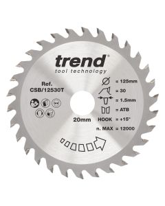 CSB/12530T - Trend Wood Cordless Circular Saw Blade 125mm x 20mm x 30T