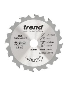 CSB/14012T - Trend Wood Cordless Circular Saw Blade 140mm x 20mm x 12T