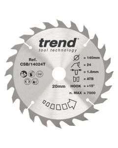 CSB/14024T - Trend Wood Cordless Circular Saw Blade 140mm x 20mm x 24T