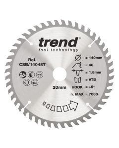 CSB/14048T - Trend Wood Cordless Circular Saw Blade 140mm x 20mm x 48T