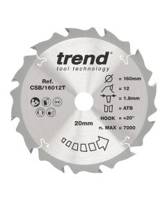 CSB/16012T - Trend Wood Cordless Circular Saw Blade 160mm x 20mm x 12T