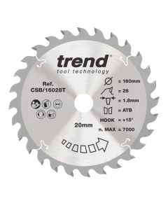 CSB/16028T - Trend Wood Cordless Circular Saw Blade 160mm x 20mm x 28T