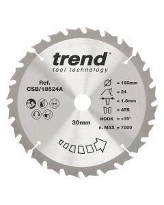 CSB/18524A - Trend Wood Cordless Circular Saw Blade 185mm x 30mm x 24T
