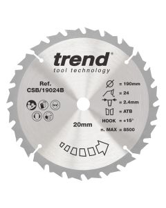 CSB/19024B - Trend Wood Circular Saw Blade 190mm x 20mm x 24T