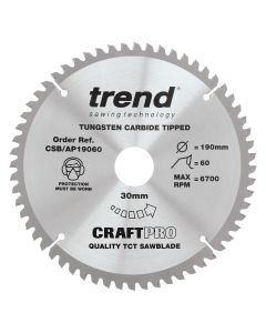 CSB/AP19060 - Craft saw blade aluminium and plastic 190 x 60 teeth x 30