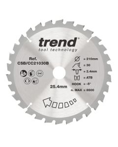 CSB/CC21030B - Trend Wood Mitre Saw Blade 210mm x 25.4mm x 30T