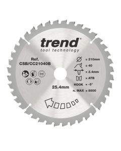 CSB/CC21040B - Trend Wood Mitre Saw Blade 210mm x 25.4mm x 40T
