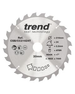 CSB/CC21624T - Trend Wood Cordless ATBR Mitre Saw Blade 216mm x 30mm x 24T