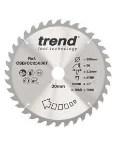 CSB/CC25036T - Trend Wood Cordless ATBR Mitre Saw Blade 250mm x 30mm x 36T
