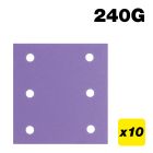 AB/QTR1/240A - 115 x 107mm 6-Hole 240G Quarter Sheet Sanding Pad, 10 Pack